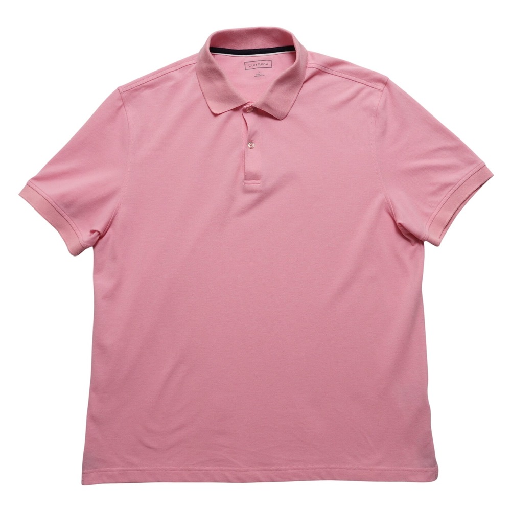 Club Room Mens Large‎ Pink Polo Shirt Cotton Pique Casual Stretch